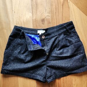 Elegant Black Speckled High Waist Shorts- Women's Size 6